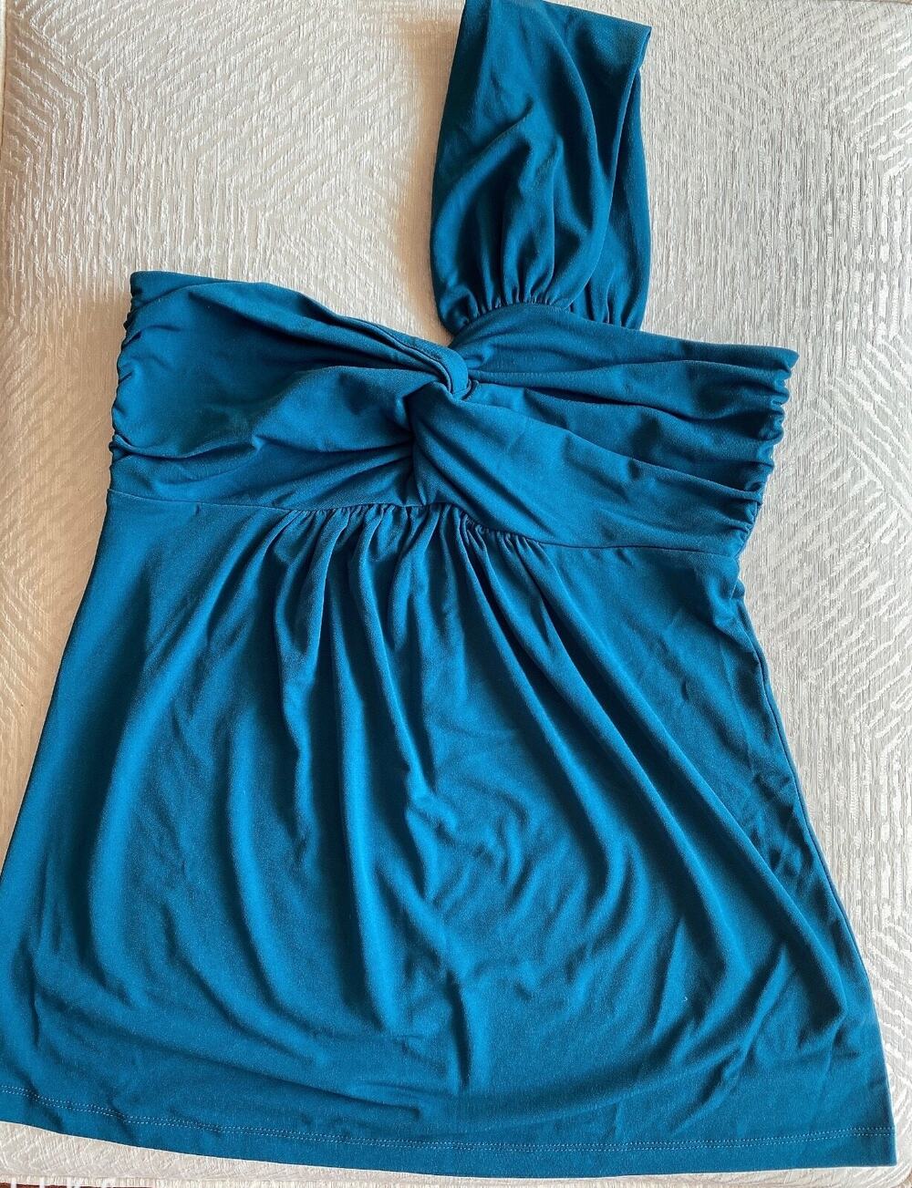 NWT Ann Taylor Loft Green One Shoulder Sleeveless Top Size S